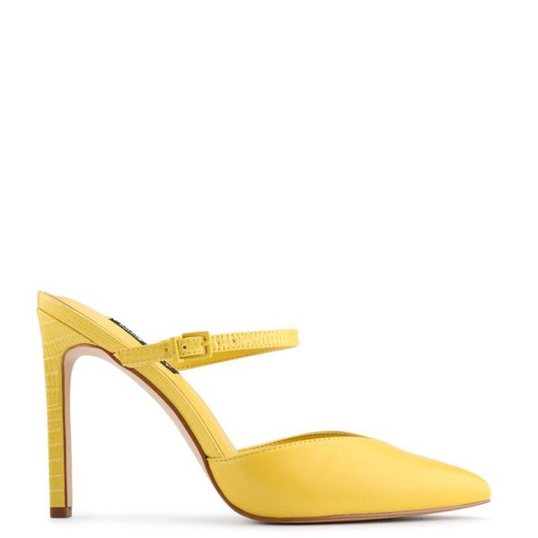 Nine West Tips Heel Yellow Mules | South Africa 41I59-3K88